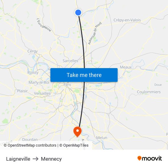 Laigneville to Mennecy map