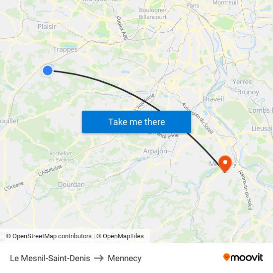 Le Mesnil-Saint-Denis to Mennecy map