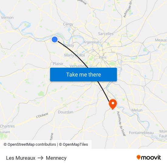 Les Mureaux to Mennecy map