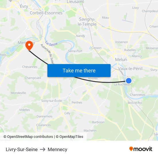 Livry-Sur-Seine to Mennecy map