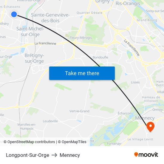 Longpont-Sur-Orge to Mennecy map