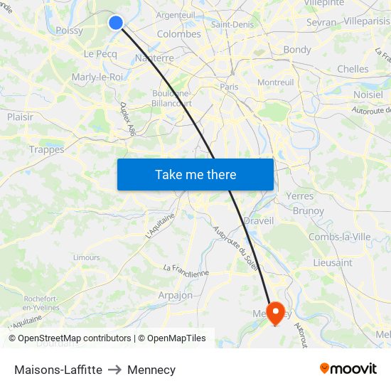 Maisons-Laffitte to Mennecy map