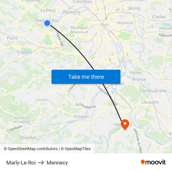 Marly-Le-Roi to Mennecy map