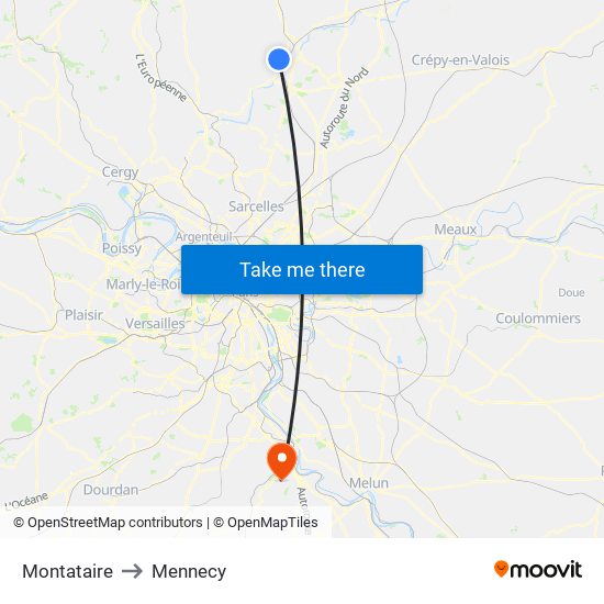 Montataire to Mennecy map