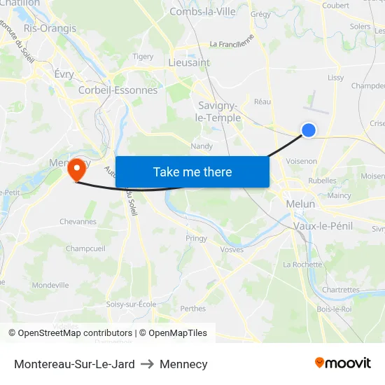 Montereau-Sur-Le-Jard to Mennecy map