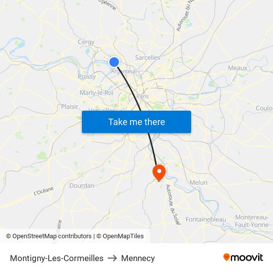 Montigny-Les-Cormeilles to Mennecy map