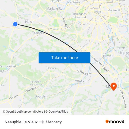 Neauphle-Le-Vieux to Mennecy map