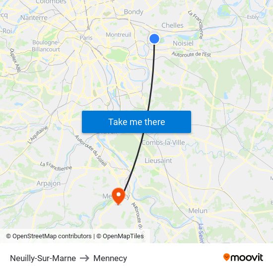 Neuilly-Sur-Marne to Mennecy map