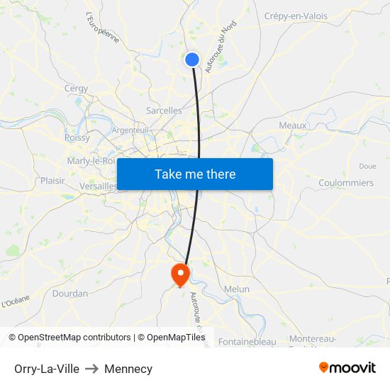Orry-La-Ville to Mennecy map