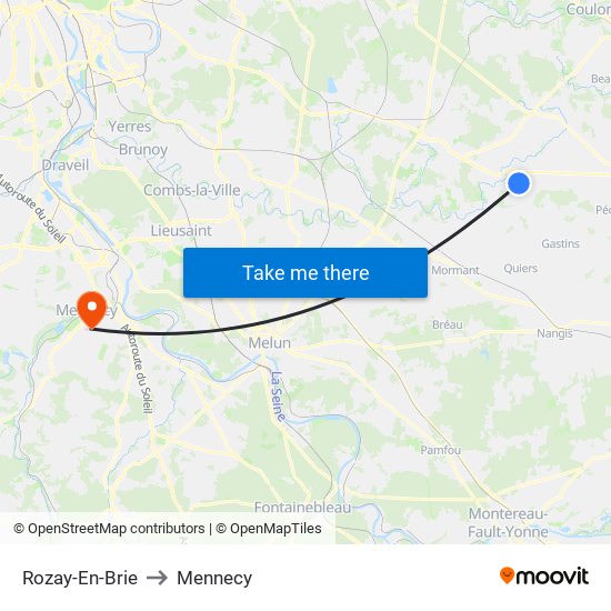 Rozay-En-Brie to Mennecy map