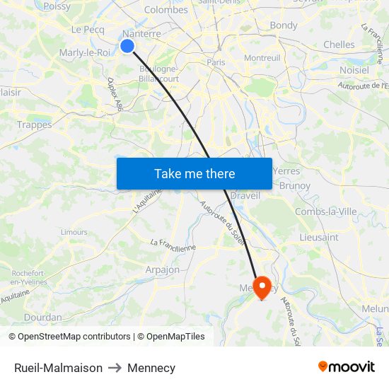 Rueil-Malmaison to Mennecy map