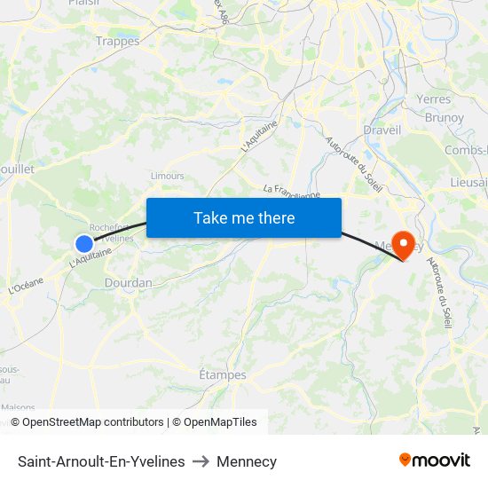 Saint-Arnoult-En-Yvelines to Mennecy map
