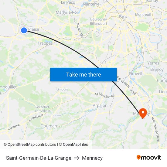 Saint-Germain-De-La-Grange to Mennecy map