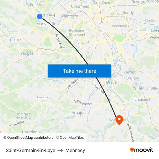 Saint-Germain-En-Laye to Mennecy map
