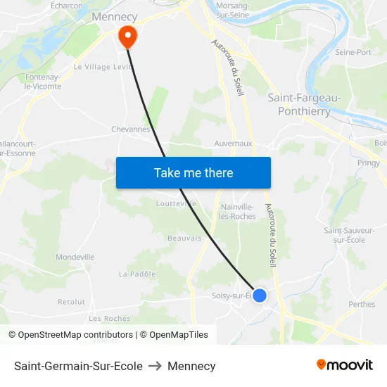 Saint-Germain-Sur-Ecole to Mennecy map