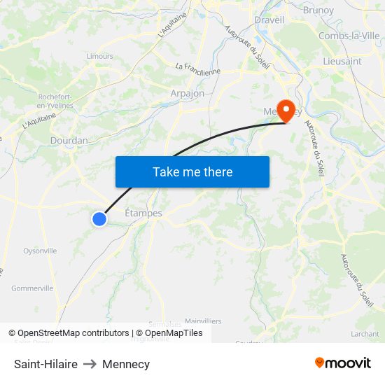 Saint-Hilaire to Mennecy map