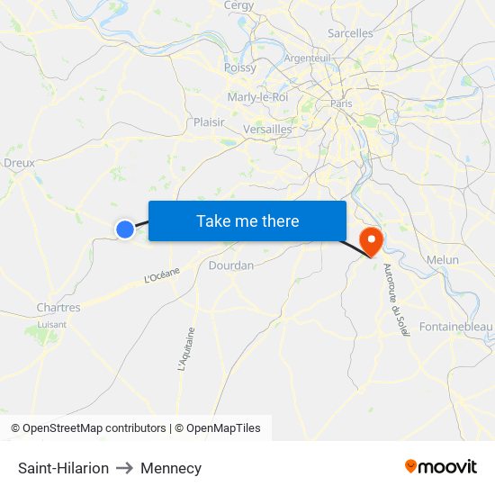 Saint-Hilarion to Mennecy map