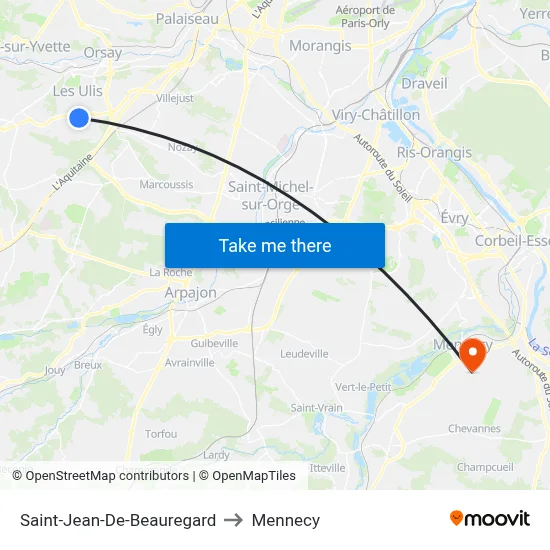 Saint-Jean-De-Beauregard to Mennecy map