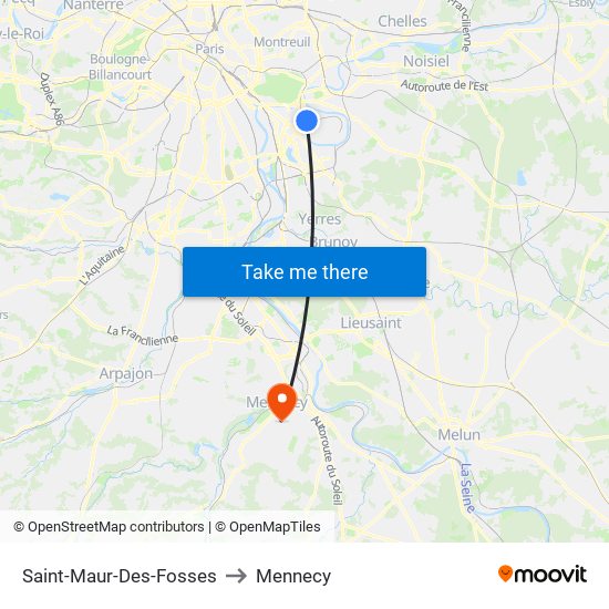 Saint-Maur-Des-Fosses to Mennecy map