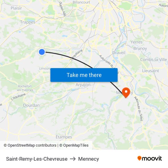 Saint-Remy-Les-Chevreuse to Mennecy map