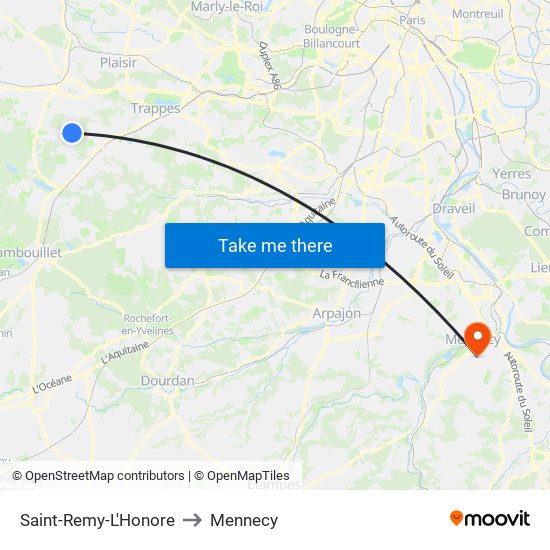 Saint-Remy-L'Honore to Mennecy map