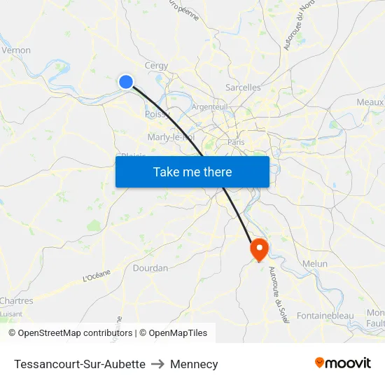 Tessancourt-Sur-Aubette to Mennecy map