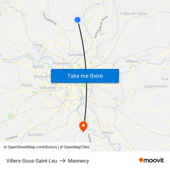 Villers-Sous-Saint-Leu to Mennecy map