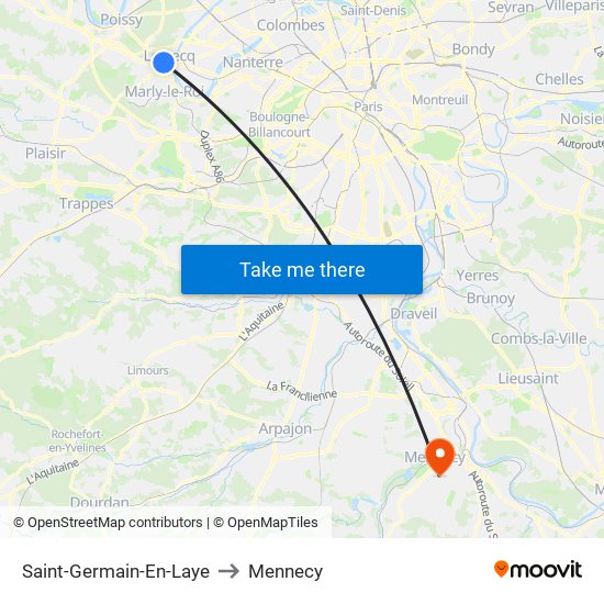 Saint-Germain-En-Laye to Mennecy map