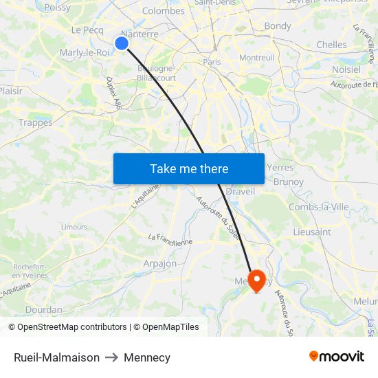 Rueil-Malmaison to Mennecy map