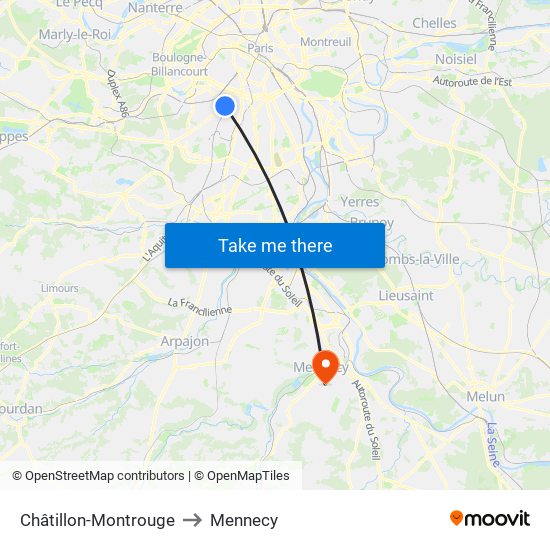 Châtillon-Montrouge to Mennecy map
