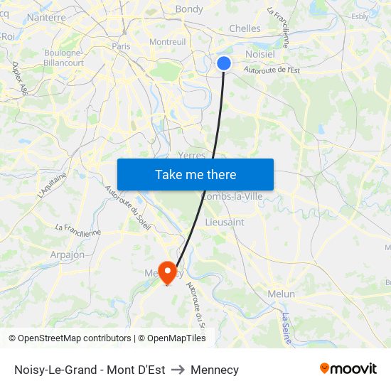 Noisy-Le-Grand - Mont D'Est to Mennecy map