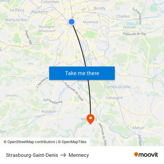 Strasbourg-Saint-Denis to Mennecy map