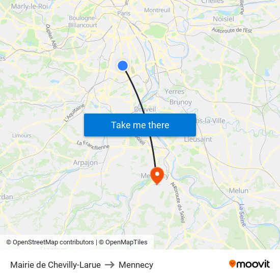 Mairie de Chevilly-Larue to Mennecy map
