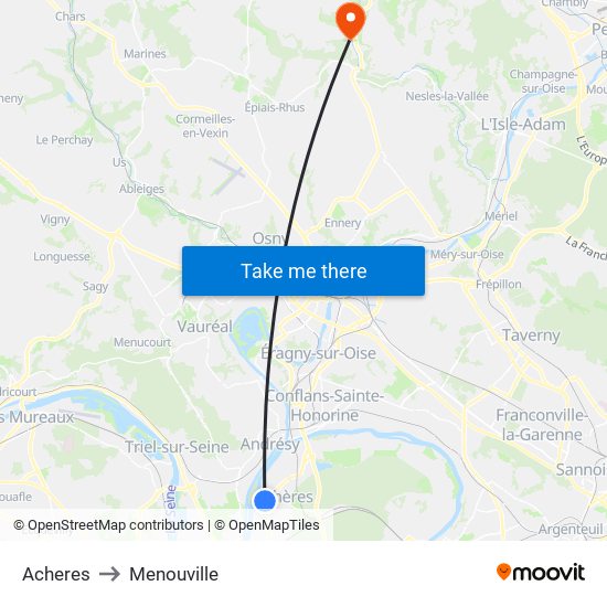 Acheres to Menouville map
