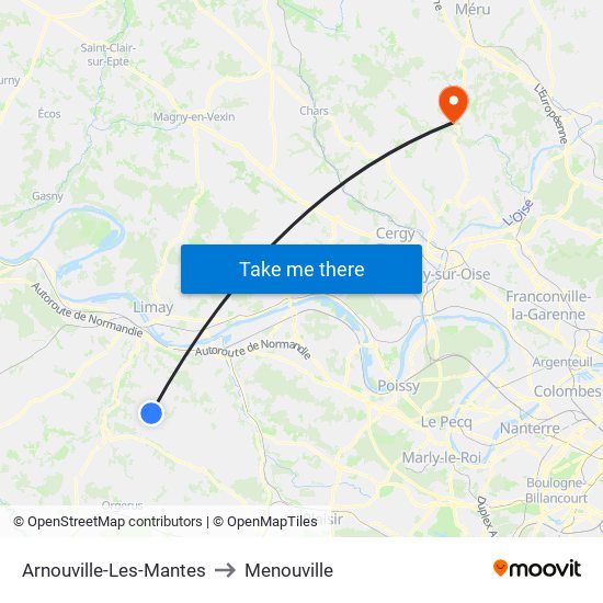 Arnouville-Les-Mantes to Menouville map