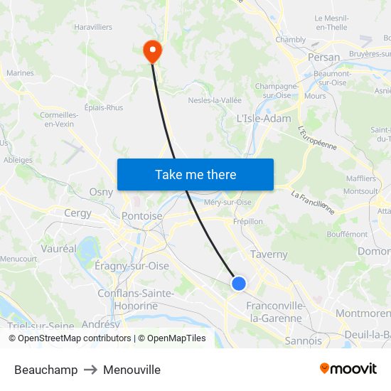 Beauchamp to Menouville map