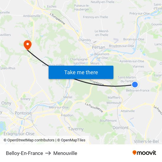 Belloy-En-France to Menouville map