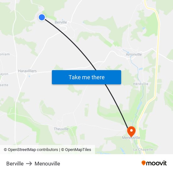 Berville to Menouville map