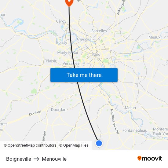 Boigneville to Menouville map