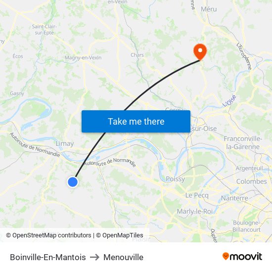 Boinville-En-Mantois to Menouville map
