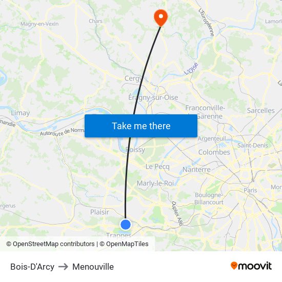 Bois-D'Arcy to Menouville map