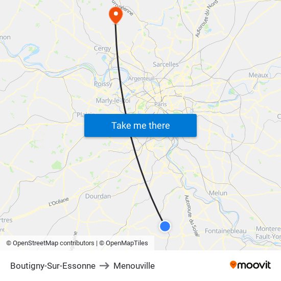 Boutigny-Sur-Essonne to Menouville map