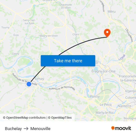 Buchelay to Menouville map