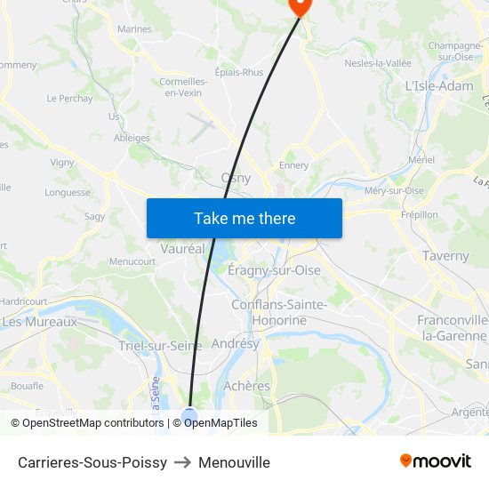 Carrieres-Sous-Poissy to Menouville map