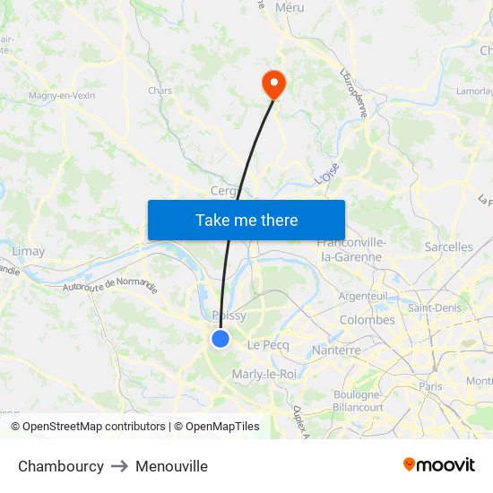 Chambourcy to Menouville map