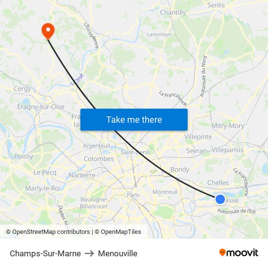 Champs-Sur-Marne to Menouville map