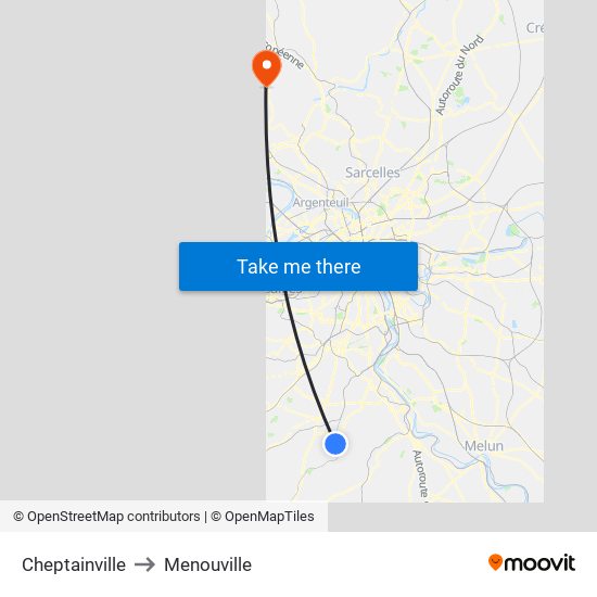 Cheptainville to Menouville map