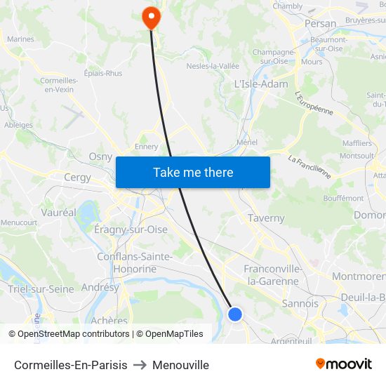 Cormeilles-En-Parisis to Menouville map