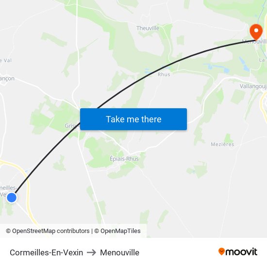 Cormeilles-En-Vexin to Menouville map