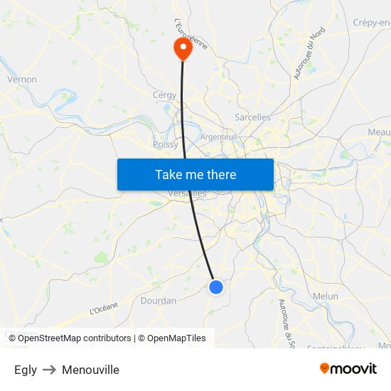 Egly to Menouville map
